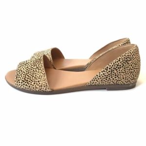 JCREW Morgan Calf Hair Flats Peep Toe Cheetah 6.5